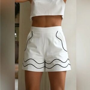 YLLW The Label Marchesa White side Zip Coastal Shorts size Small